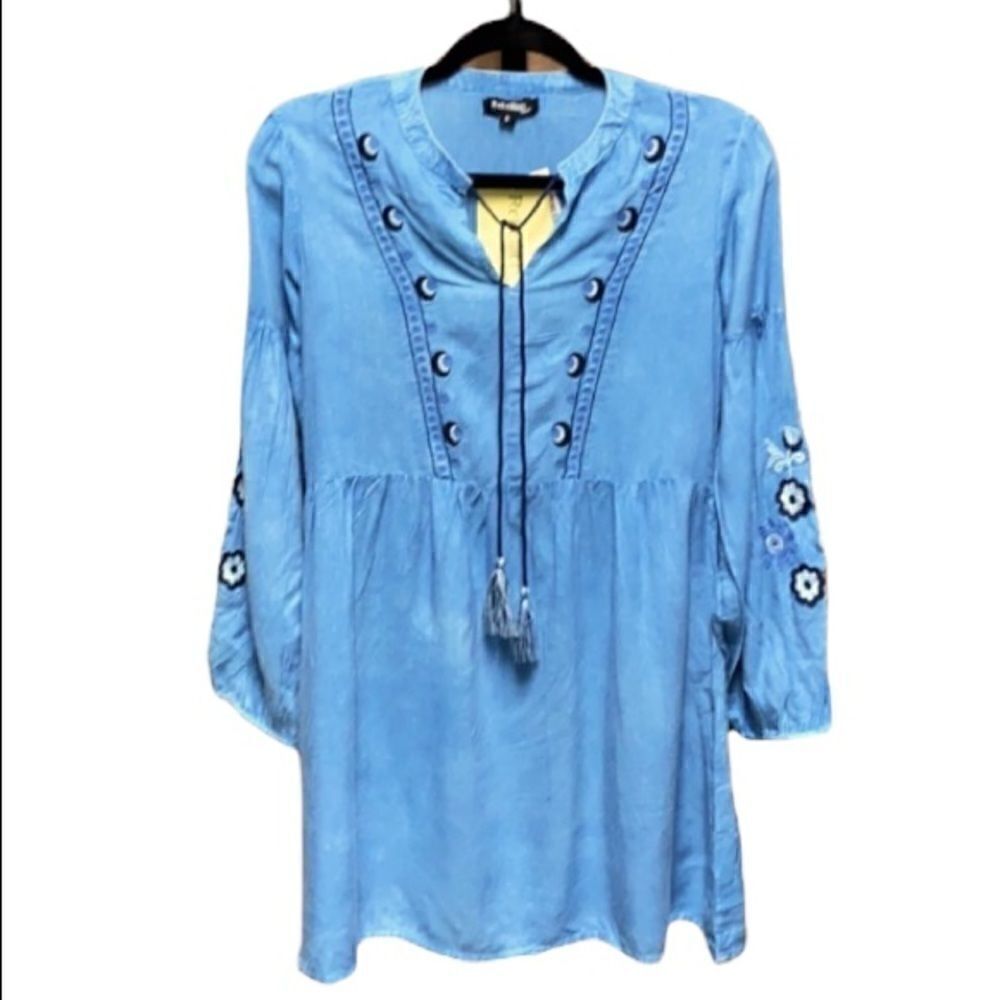 Rebellion L/S  Floral Embroidered Tunic Dress